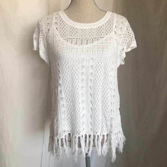 Open weave, short-sleeve sweater - Picture 1 of 7